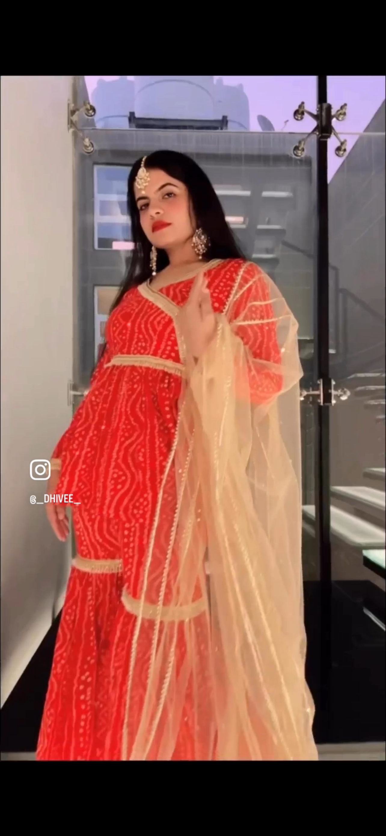 red sharara suit